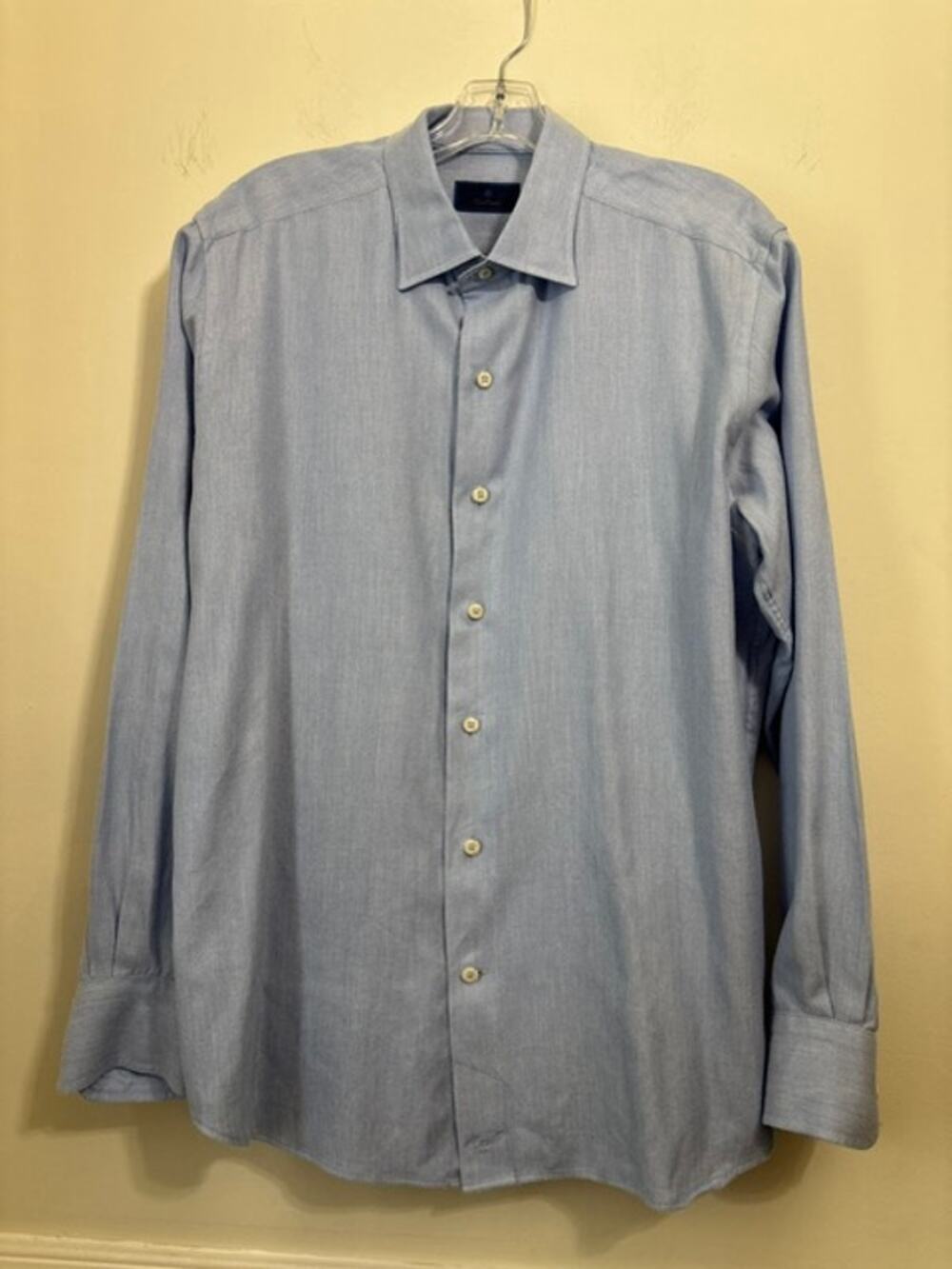 David Donahue Button Down Shirt Mens Large Blue Cotton Long Sleeve Professional